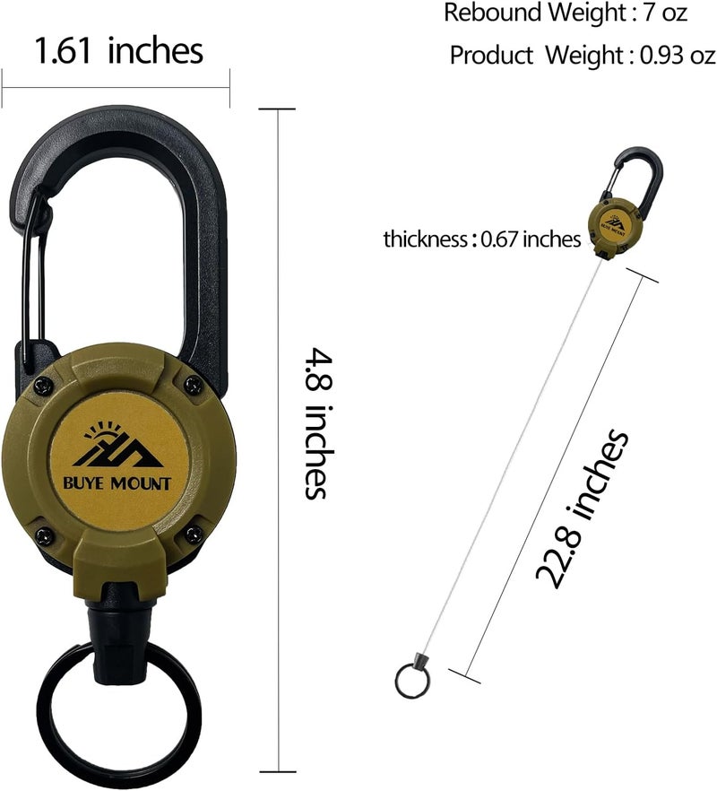 Yojaro Retractable Keychain Heavy Duty, Multitool Carabiner Badge Holder, Retractable Keychain Clip Id Holder, Upgraded 58cm Stainless Steel Cord, Suitable for Men and Women Yellow - Image 3